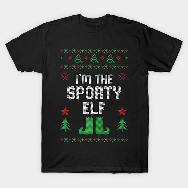 Sporty Elf Ugly Christmas Costume Matching Family Group T-Shirt by jkshirts